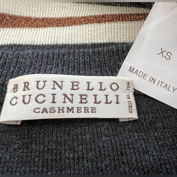 BRUNELLO CUCINELLI MULTI WOOL CASHMERE STRIPE KNIT SIZE XS NWOTS! - Picture 17 of 17